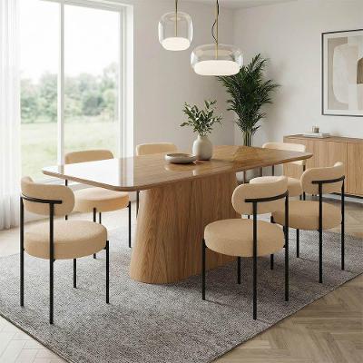 Conjunto Jantar Melina 6 Lugares Vidro Cadeiras Bouclê Nature 160CM D'Rossi