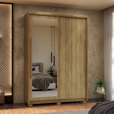 Guarda Roupa Solteiro Magnun V01 2 Portas de Correr 3 Gavetas MDF Nature D'Rossi