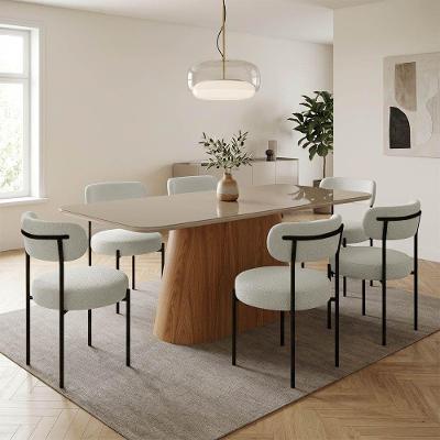 Conjunto Jantar Melina 6 Lugares Vidro Cadeiras Margara Aço Nature e Cinza 160CM D'Rossi
