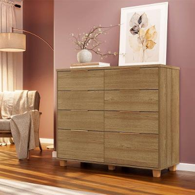 Cômoda Catarina 8 Gavetas MDF Puxador Alumínio Pés Retrô Nature D'Rossi