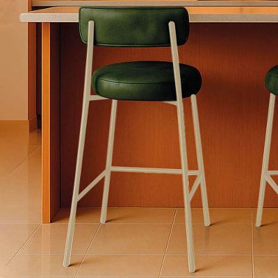 Banqueta Alta Londres PU Encosto Industrial Base Fixa Verde D'Rossi