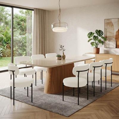 Conjunto Jantar Melina Margara H02 8 Lugares Vidro Cadeiras Boucle Off White D'Rossi