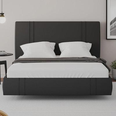 Cama Casal Flutuante 138cm Cabeceira Romana Sintético Preta MDF D'Rossi