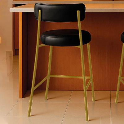 Banqueta Londres com Encosto Industrial PU Preto Dourado D'Rossi