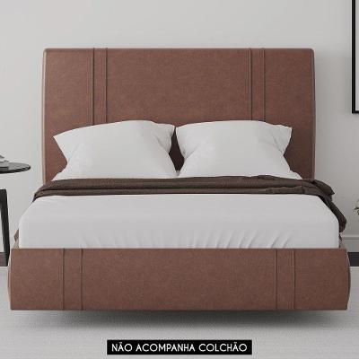 Cama Casal Flutuante 138cm Cabeceira Romana Sintético Terracota D'Rossi