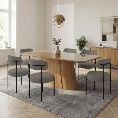 Conjunto Jantar Ted H02 6 Lugares Vidro Cadeiras Boucle Grafite 160CM D'Rossi