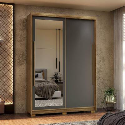 Guarda Roupa Solteiro Magnun V01 2 Portas de Correr 3 Gavetas MDF Nature-Alasca D'Rossi