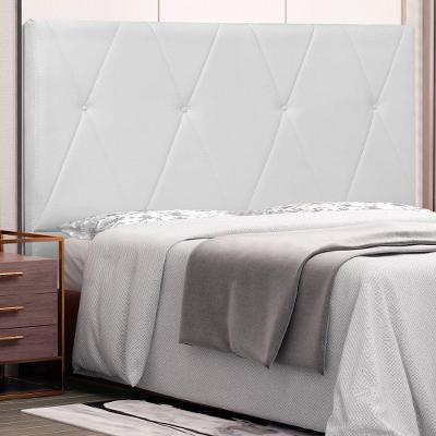 Cabeceira Estofada Casal Aquilla no Box MDF Corino Branco Abmaza