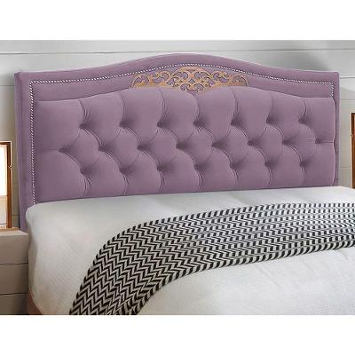 Cabeceira Estofada King Belize no Box Madeira Suede Rosê Abmaza