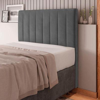 Cabeceira Casal Itália 140cm Parede Madeira Maciça Suede Cinza Abmaza