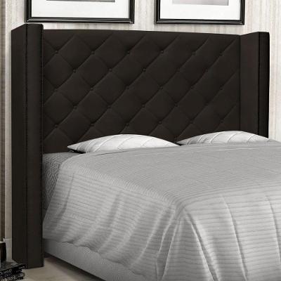 Cabeceira Estofada Alteza Queen Fixação no Box MDF Corino Marrom Abmaza