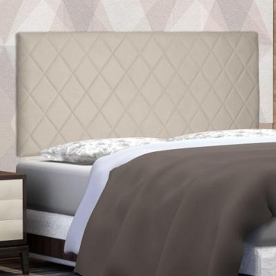 Cabeceira Painel Estofada Queen Esmeralda MDF Suede Bege Abmaza