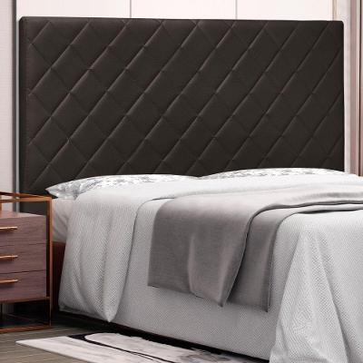 Cabeceira Estofada Casal Esmeralda no Box MDF Corino Marrom Abmaza