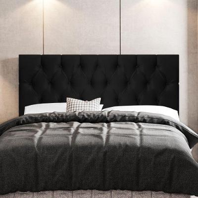 Cabeceira Casal Madrid 140cm no Box Estofada Corino Preto Abmaza