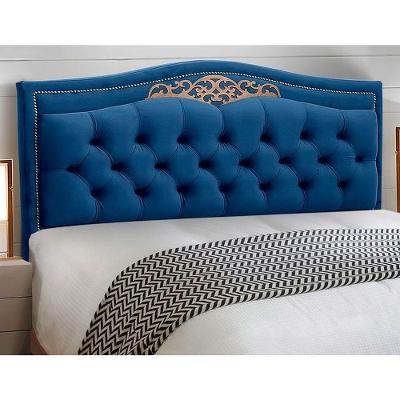 Cabeceira Estofada Casal Belize 140cm no Box Suede Azul Marinho Abmaza