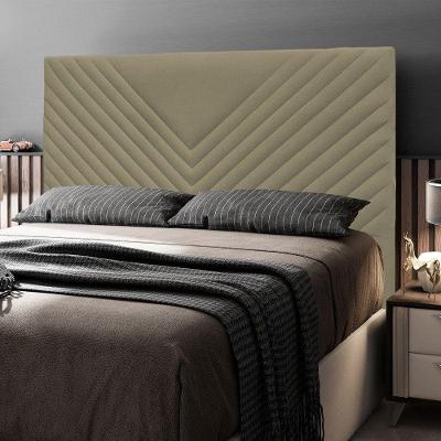 Cabeceira Casal Viena 140cm na Parede Madeira Maciça Suede Bege Abmaza