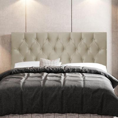 Cabeceira Casal Madrid 140cm no Box Estofada Corino Bege Abmaza