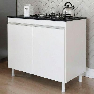 Balcão Gabinete Cozinha Lux 2 Portas MDF 79CM Branco Abmaza