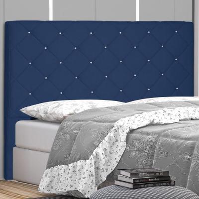 Cabeceira Estofada Tânia Casal no Box MDF Suede Azul Marinho Abmaza