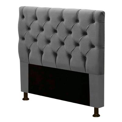 Cabeceira Solteiro Cristal Estofada no Box Suede Cinza Abmaza