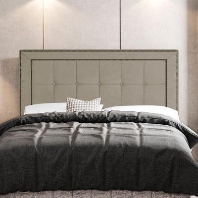 Cabeceira Casal Luxor 140cm no Box Madeira Maciça Suede Bege Abmaza