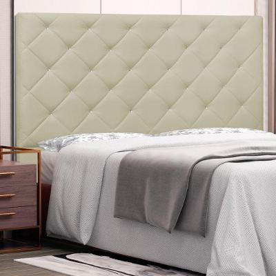 Cabeceira Estofada Tânia King no Box MDF Corino Bege Abmaza