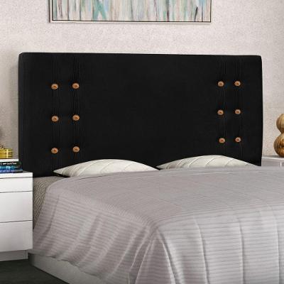 Cabeceira Estofada Monreale Casal no Box MDF Suede Preto Abmaza