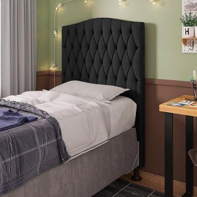 Cabeceira Estofada Solteiro Greta com Frame Suede Preto Abmaza