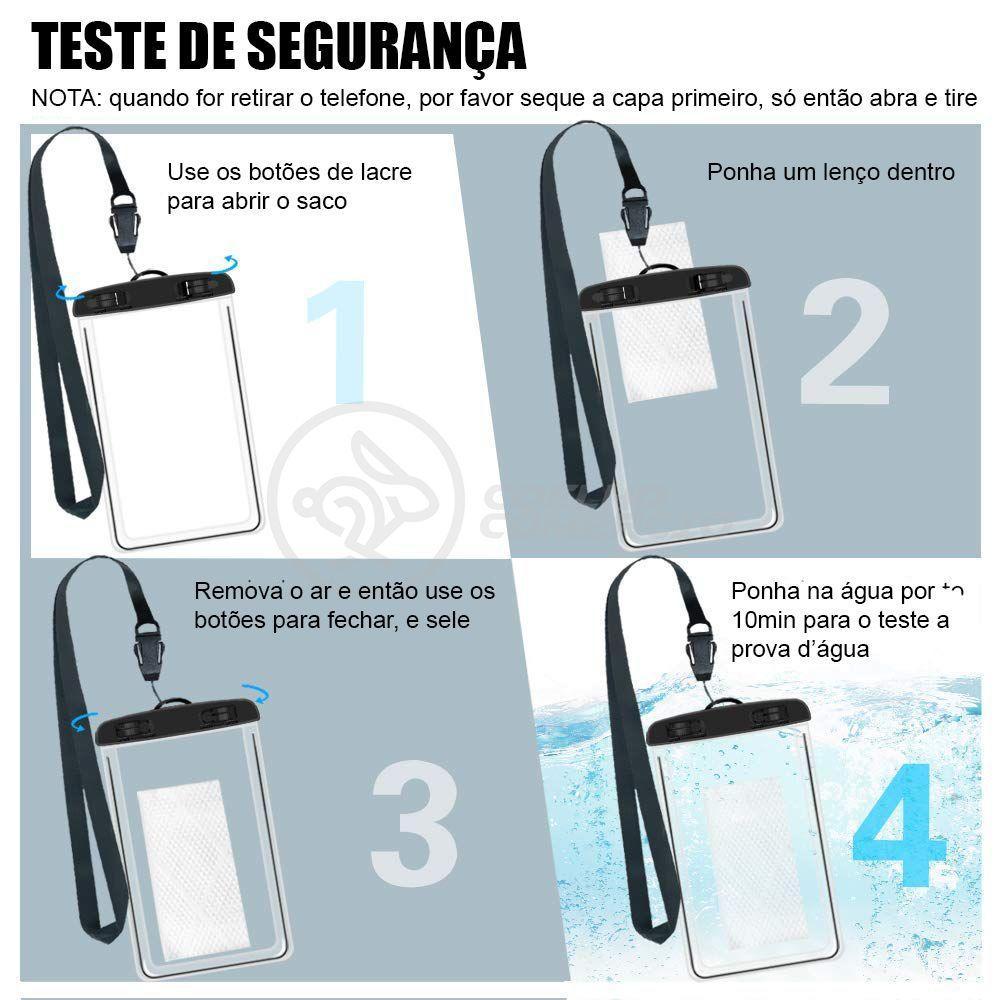 Capa Bolsa A Prova Dágua Impermeável Universal Para Celular - Preto - 12