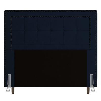 Cabeceira Solteiro Luxor no Box Estofada Veludo Azul Marinho Abmaza