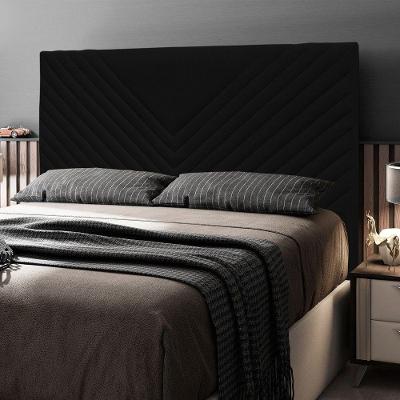 Cabeceira King Size Viena Estofada na Parede Suede Preto Abmaza