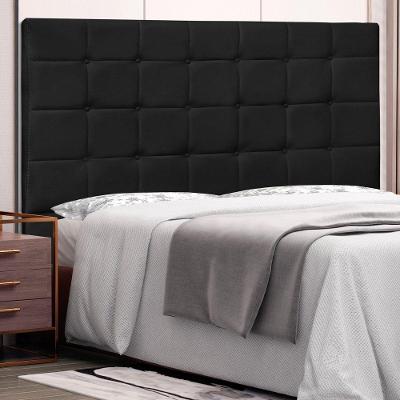 Cabeceira Estofada Casal Verona 140cm no Box MDF Corino Preto Abmaza