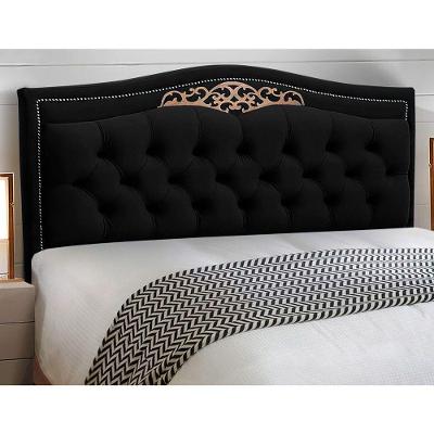 Cabeceira Estofada Casal Belize 140cm no Box Corino Preto Abmaza
