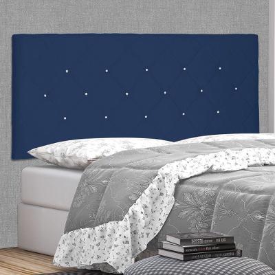 Cabeceira Painel Tânia Casal 140cm Suede Azul Marinho Abmaza