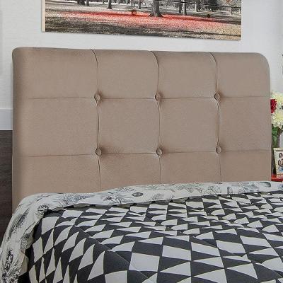 Cabeceira Casal Luna 140cm na Parede Madeira Maciça Suede Bege Abmaza