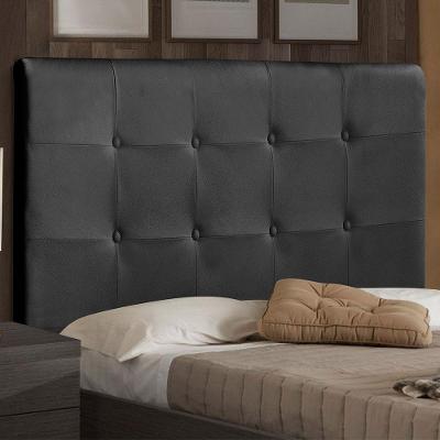 Cabeceira King Luna 193cm Parede Madeira Maciça Corino Preto Abmaza