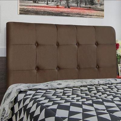 Cabeceira Queen Luna Parede Madeira Maciça Suede Marrom Abmaza