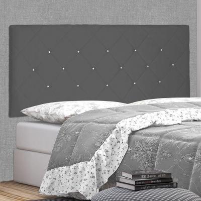 Cabeceira Painel Tânia Queen Fixação na Parede MDF Suede Cinza Abmaza