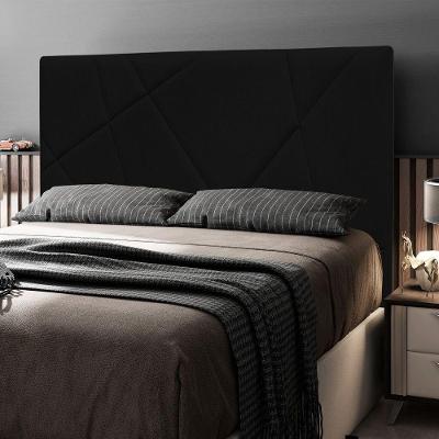 Cabeceira King Mali Estofada na Parede Madeira Maciça Suede Preto Abmaza