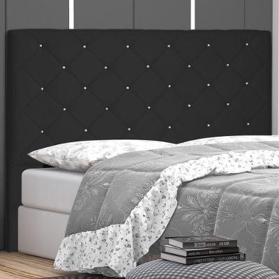 Cabeceira Estofada Casal Tânia 140cm no Box MDF Suede Preto Abmaza