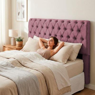 Cabeceira King Sarah 195cm no Box Madeira Maciça Suede Rosa Abmaza