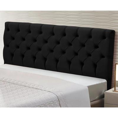 Cabeceira Casal Cristal 140cm no Box Madeira Maciça Suede Preto Abmaza