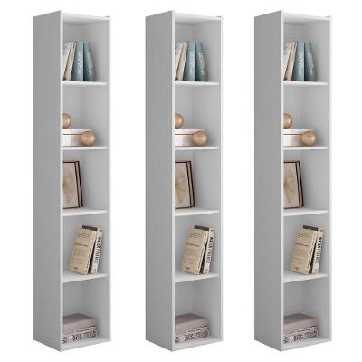 Kit 3 Estantes Livreiro Janaína Moderno 5 Nichos MDF Branco Abmaza