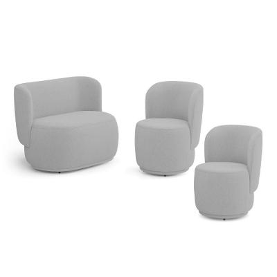 Kit Poltronas e Namoradeira Orgânica Molly Bouclê Cinza Claro Abmaza