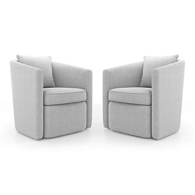 Kit 02 Poltronas Decorativas Aimê Sala de Estar Bouclê com Almofada Cinza Claro Abmaza