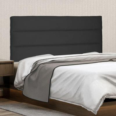 Cabeceira Painel Queen La Italian na Parede MDF Suede Preto Abmaza