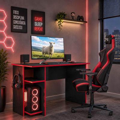 Mesa Gamer Retangular Nitro Moderno MDP 114CM Vermelho Loja Sheep