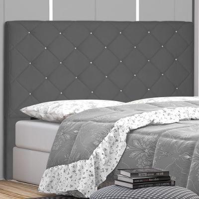 Cabeceira Estofada Tânia King no Box MDF Suede Cinza Abmaza