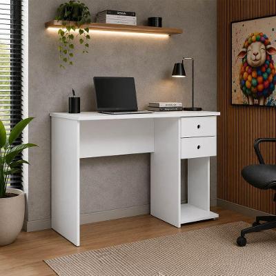 Escrivaninha Retangular Isis Moderno 2 Gavetas MDP 100CM Branco Loja Sheep