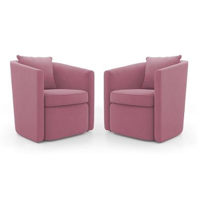 Kit 02 Poltronas Decorativas Aimê Suede com Almofada Rosa Abmaza
